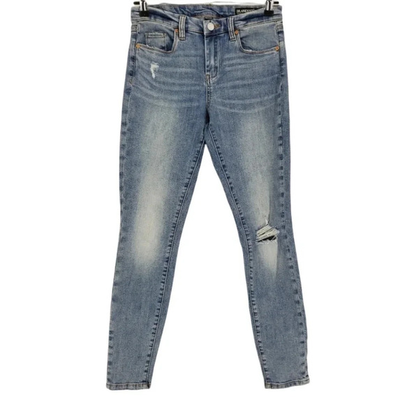 BLANKNYC Ankle Skinny Jeans The Bond Mid Rise Medium Wash Distressed Denim - Picture 1 of 9